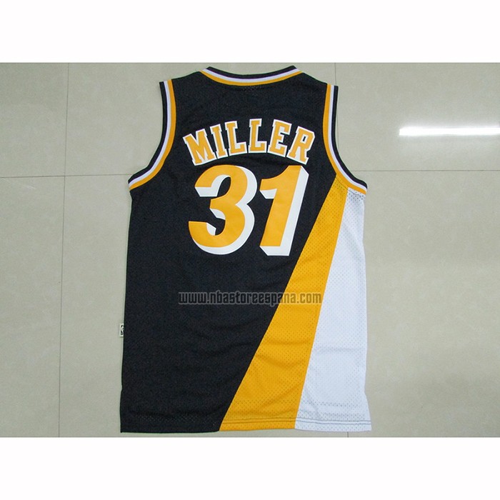 Camiseta Indiana Pacers Reggie Miller NO 31 Retro Blanco Azul Amarillo